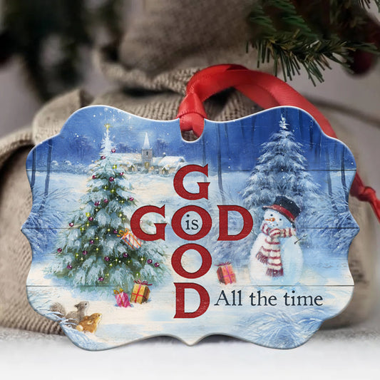 Jesus - Benelux Aluminum Ornament - Happy Snowman - God Is Good All Time - Christmas Gift for Religious Christian