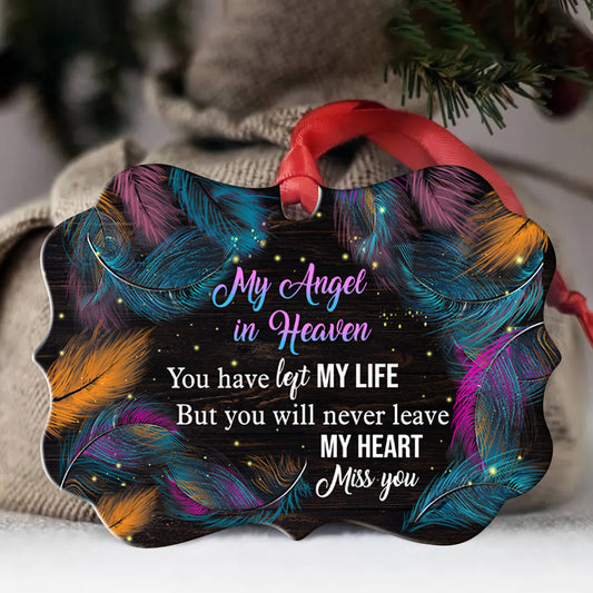 Memorial Benelux Aluminum Ornament - Colorful Feather, Galaxy Color, Gift For Members Family, To My Angel, You Will Never Leave My Heart