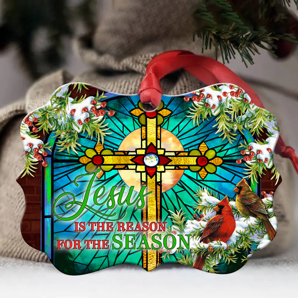 Jesus Aluminum Ornament - Stained glass cross Aluminum Ornament -Gift Christian For Christmas - Jesus is the reason for the season