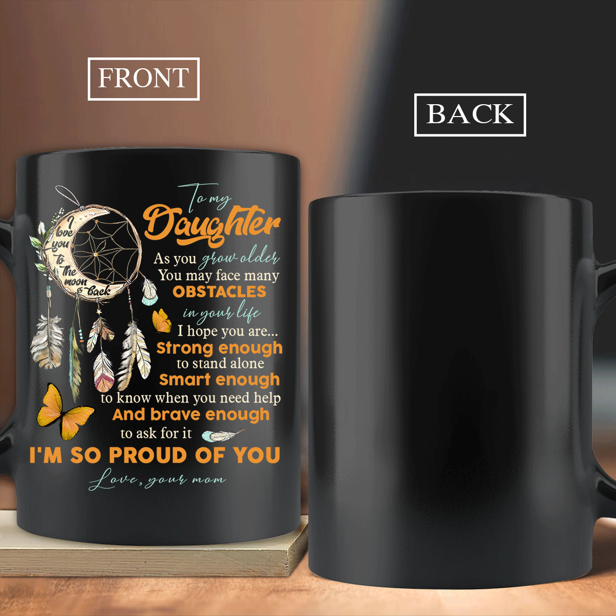 Family Black Mug, Daughter And Mom Mug - Gifts For Daughter From Mom - Mom To Daughter, Dreamcatcher, I'm So Proud Of You Mug