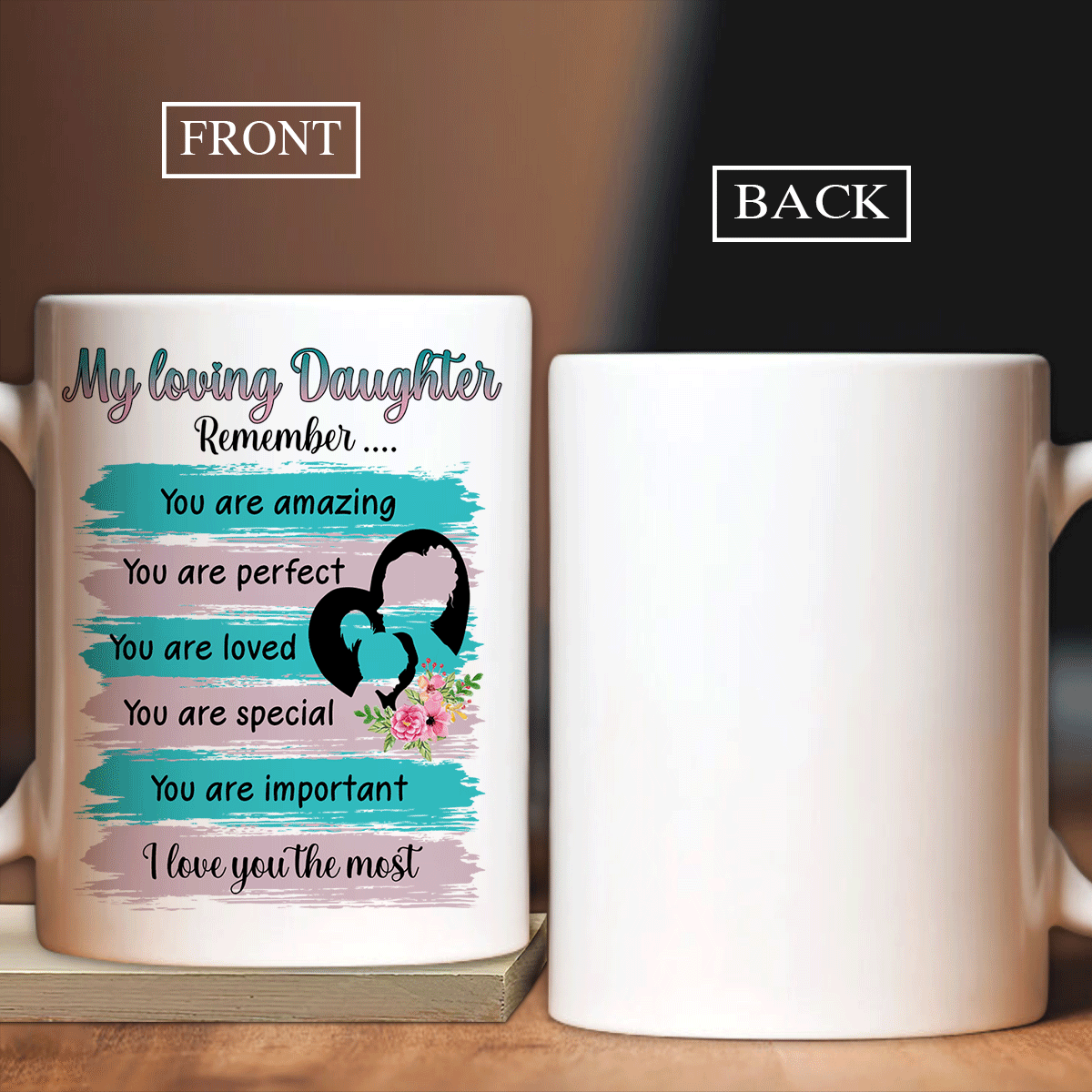Family White Mug, Daughter And Mom Mug - Gifts For Daughter From Mom - Mom To Daughter, Family Silhouette, I Love You The Most Mug