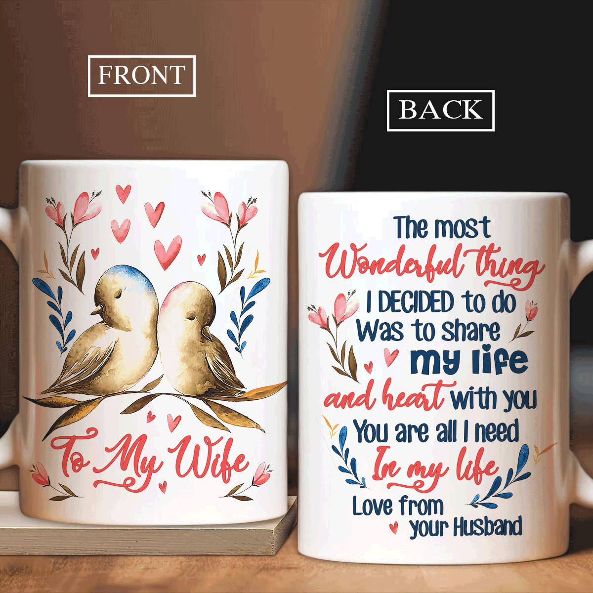 Couple White Mug, Valentine's Day Gift For Her, Him, Husband, Wife, Partner, Couple - Sparrow Couple, Sweet Heart, You Are All I Need In My Life