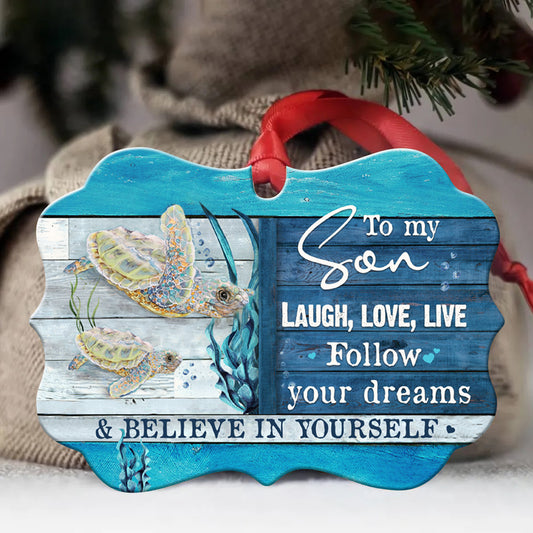 Family - Benelux Aluminum Ornament - Family SeaTurtle in the sea - Follow your dreams and believe in yourself - Christmas Gift, Birthday Gift For Son