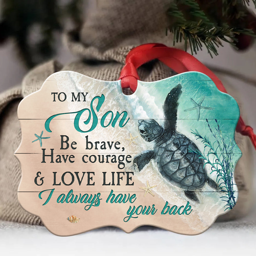 Family - Benelux Aluminum Ornament - SeaTurtle And Sea Beach -  I always have your back - Christmas Gift, Birthday Gift For Son