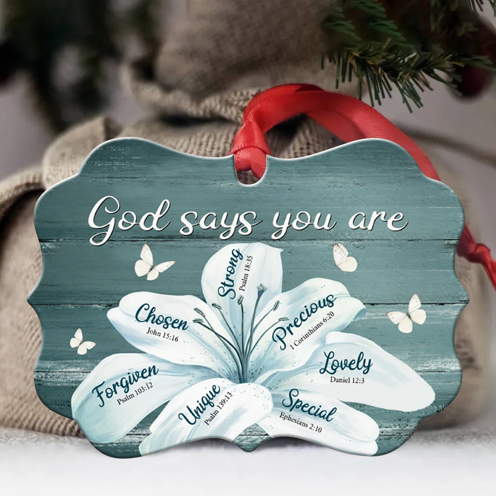 Jesus - Benelux Aluminum Ornament - White lily flowers - God says you are - Jesus, God, Faith Painting - Christian Gift