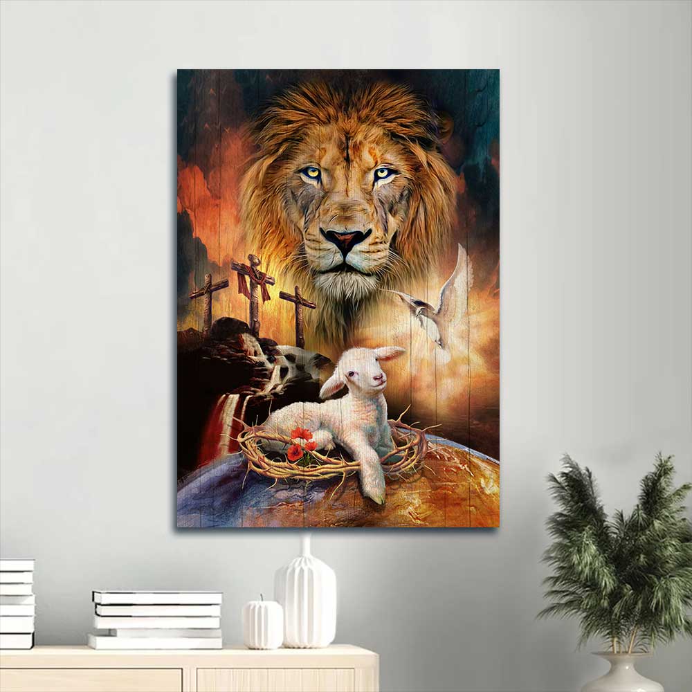 Jesus Portrait Canvas - Lamb of God, Holy spirit dove, lion of judah,Portrait Canvas - Inspirational gift, Gift For Christian
