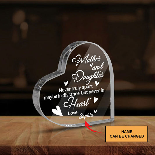 Mother's Day Mother And Daughter Heart Shaped Acrylic Plaque - Custom Name Gifts For Mother, Mom, Mama, Gigi, Nana