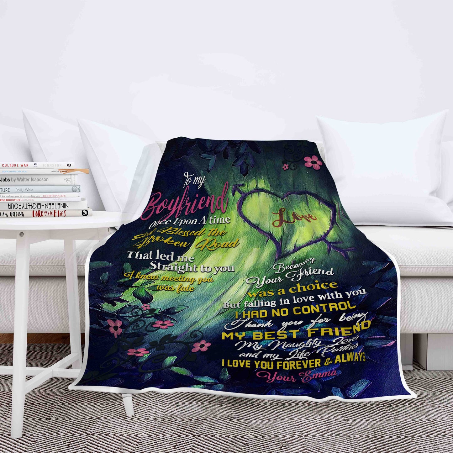 Personalized Gift For Boyfriend Blankets - Godmerch, To My Boyfriend God Blessed The Broken Road Blanket - Gift For Boyfriend, Husband, Couple, Christmas, Valentine, Wedding, Anniversary