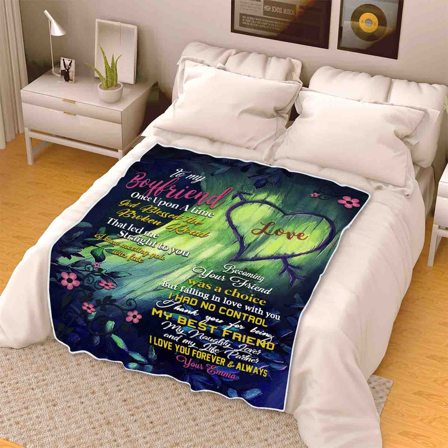 Personalized Gift For Boyfriend Blankets - Godmerch, To My Boyfriend God Blessed The Broken Road Blanket - Gift For Boyfriend, Husband, Couple, Christmas, Valentine, Wedding, Anniversary