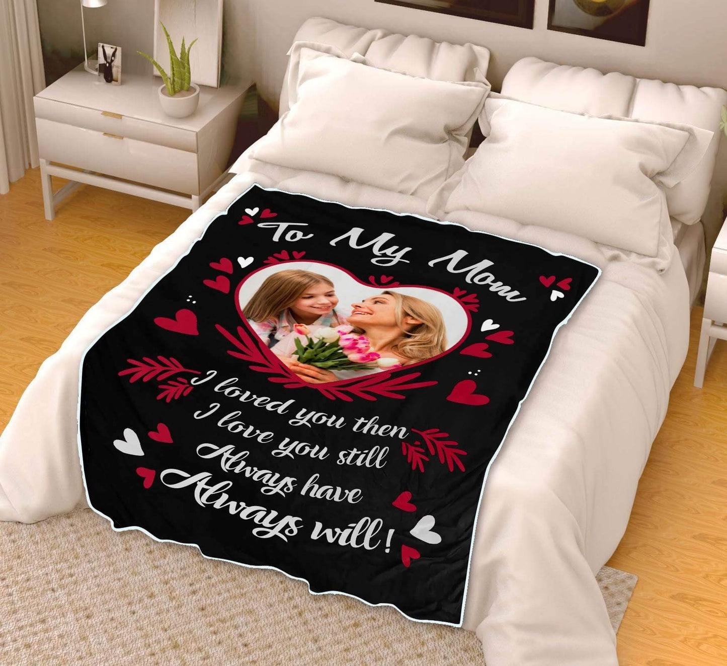 Personalized Gift For Mom Blanket, To My Mom Heart Mother And Daughter Blanket, Custom Gift For Mom From Daughter, Anniversary, Mother's Day Blanket