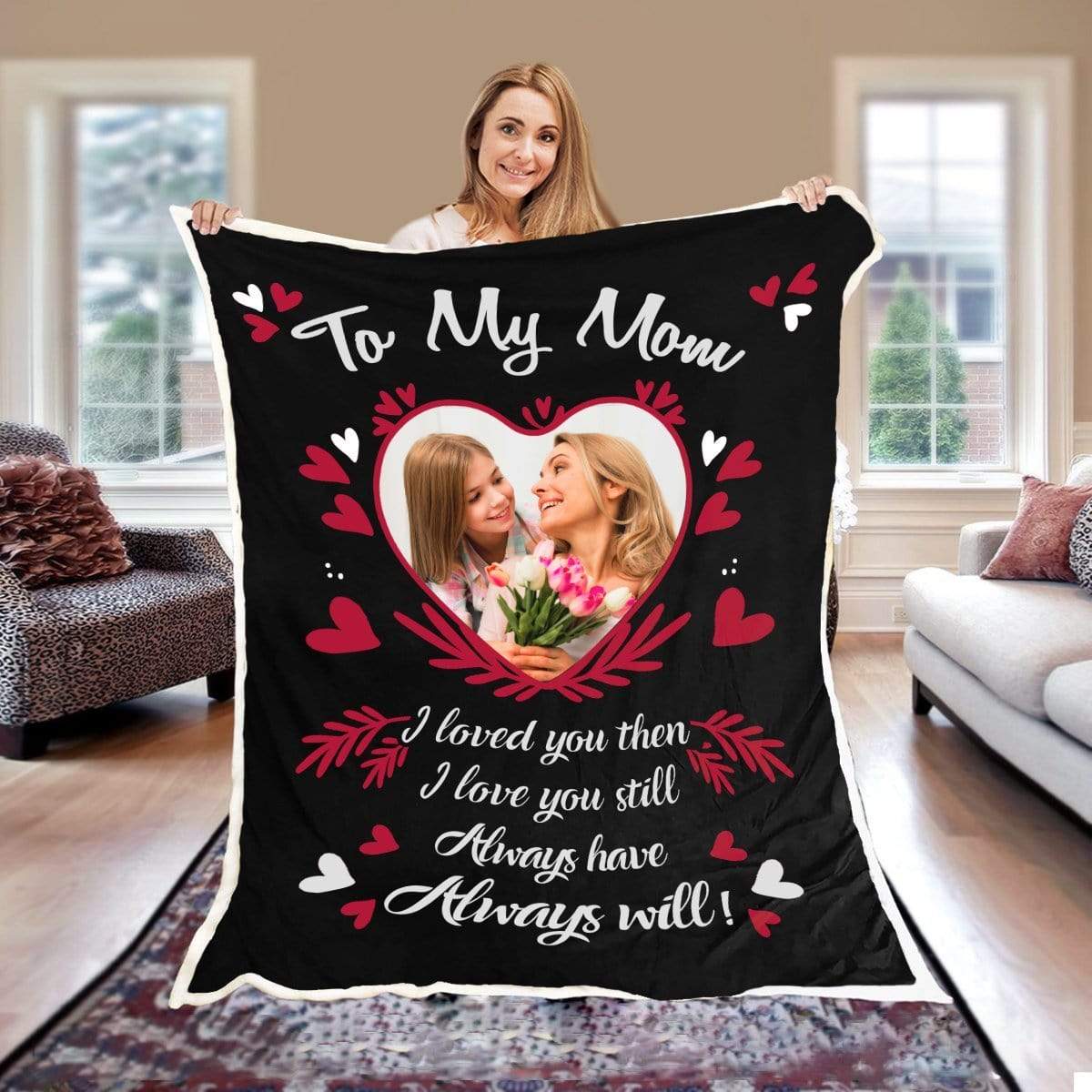 Personalized Gift For Mom Blanket, To My Mom Heart Mother And Daughter Blanket, Custom Gift For Mom From Daughter, Anniversary, Mother's Day Blanket