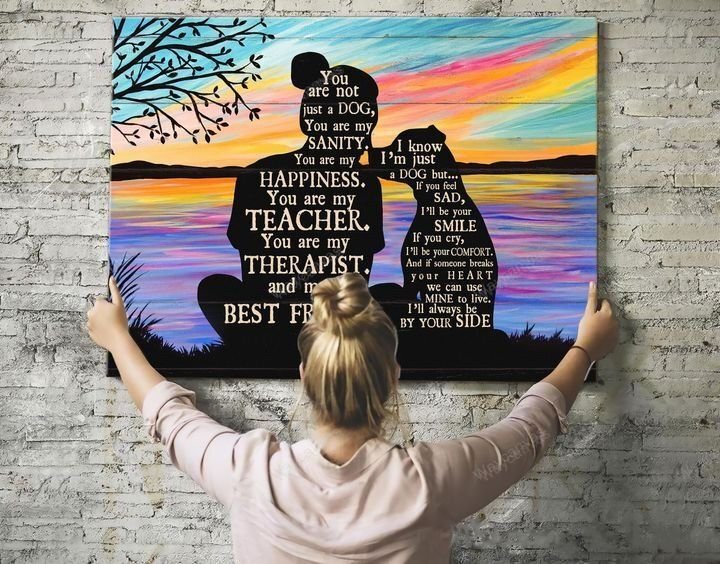 PitBull Landscape Canvas - By the riverside, Shadow Landscape Canvas - Gift For Pit Bull Lover - You are not just a dog, you're my happiness Landscape Canvas