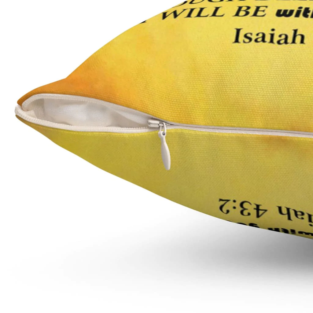 Bible Verse Pillow - Jesus Pillow - Praying Hands Pillow - Gift For Christian - When you go through deep waters Isaiah 43:2 Throw Pillow