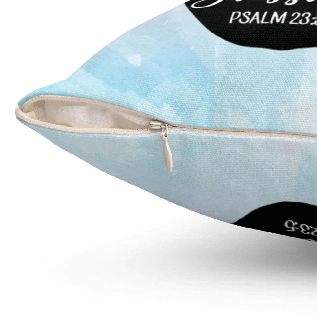 Jesus Pillow - Cup of Flowers Pillow - Gift For Christan - Psalm 23:5 My cup overflows with your blessings Throw Pillow