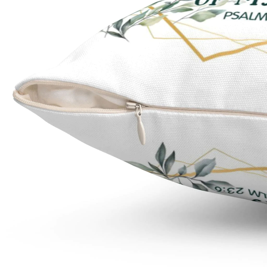 Bible Verse Pillow - Jesus Pillow - Leaf Frame Pillow - Gift For Christan - Psalm 23:6 Surely goodness and mercy shall follow me Throw Pillow