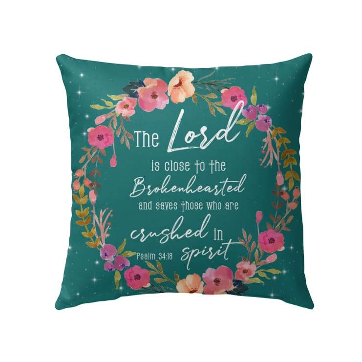Bible Verse Pillow - Jesus Pillow - Wreath Pillow - Christmas Gift For Christan - Psalm 34:18 The Lord is close to the brokenhearted Throw Pillow