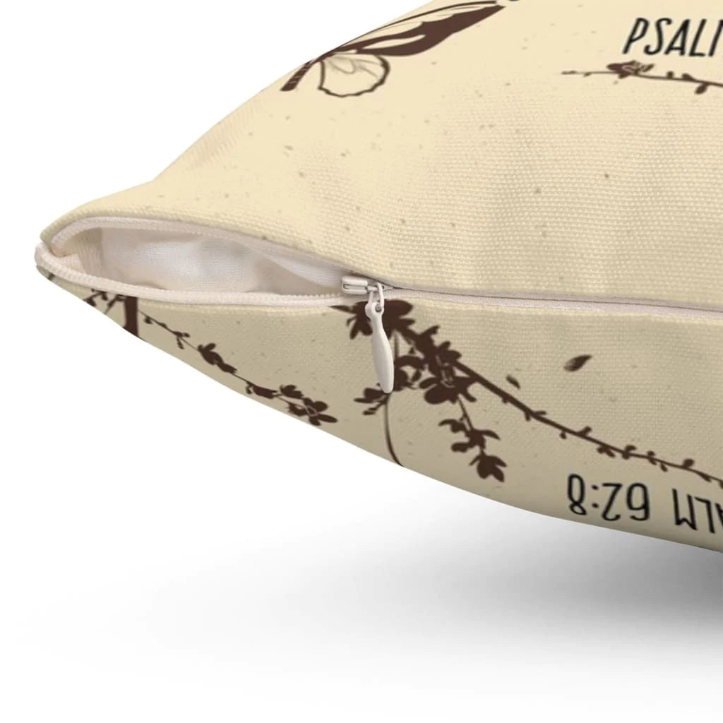 Bible Verse Pillow - Jesus Pillow - Tree Butterfly Drawing Pillow - Gift For Christan - Psalm 62:8 Trust in him at all times Throw Pillow
