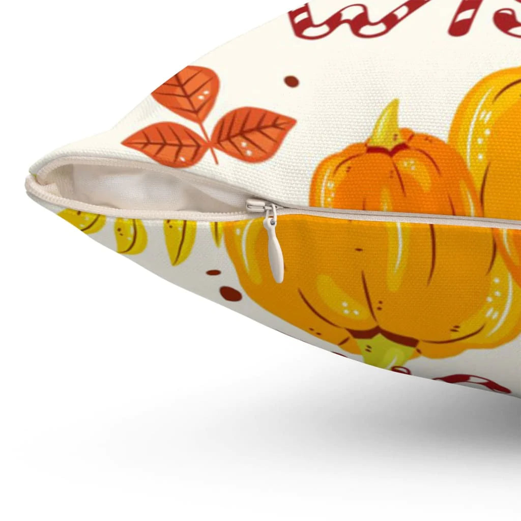 Pumpkin, Autumn Leaf Pillow - Gift For Christan, Thanksgiving Day - Pumpkin kisses and harvest wishes Throw Pillow