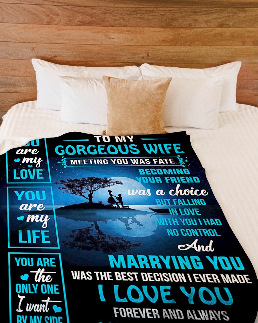 Personalized Gift For Wife Husband - To My Gorgeous Wife Blanket - Custom Romantic Gift For Wife, Lover, Newlyweds, Birthday, Anniversary Wedding, Christmas, Valentine's Day Blanket - You Are My Love, You Are My Life Blanket