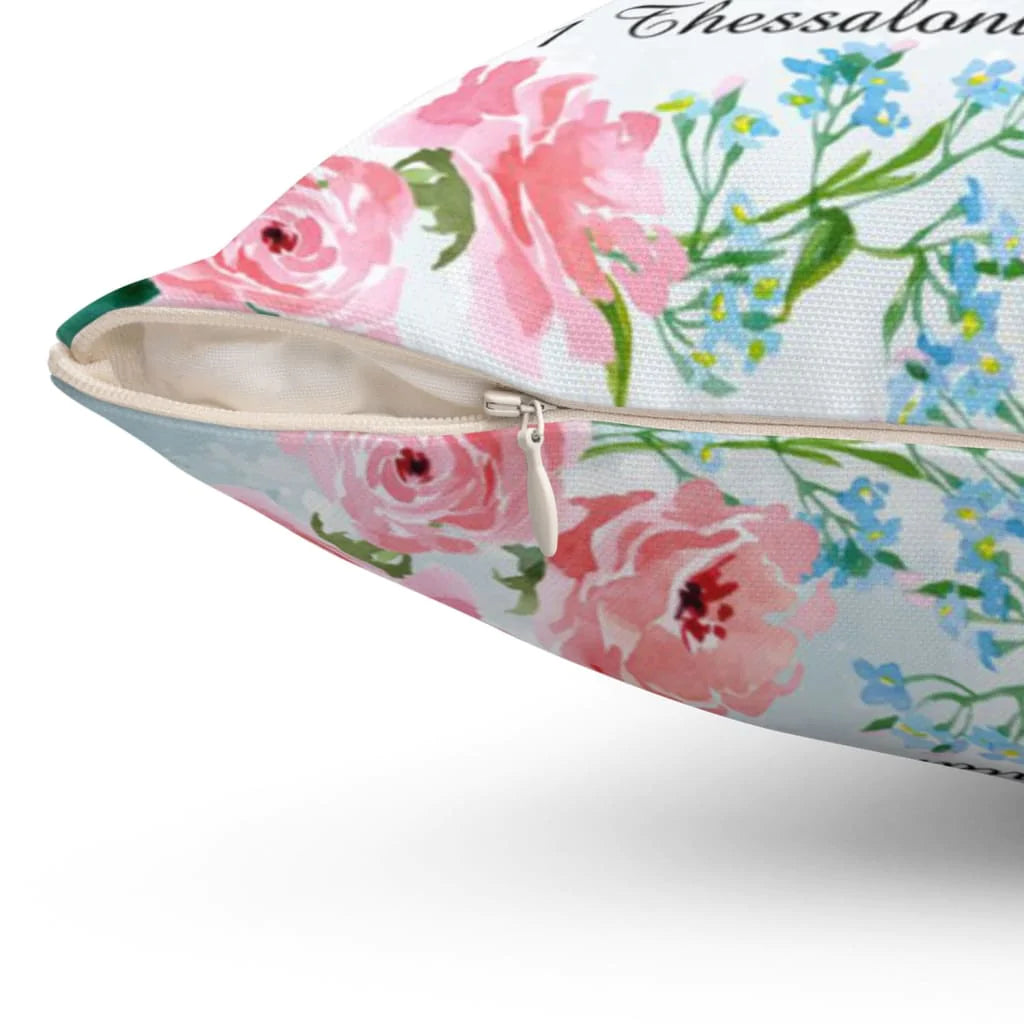 Bible Verse Pillow - Jesus Pillow - Floral, Bird Pillow - Gift For Christian - Rejoice Always Pray Without Ceasing Throw Pillow