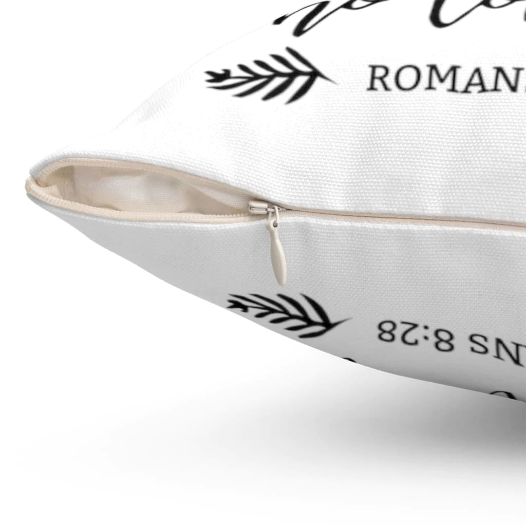 Bible Verse Pillow - Jesus Pillow - Leaf Frame Pillow - Gift For Christian - Romans 8:28 In all things God works for the good Throw Pillow