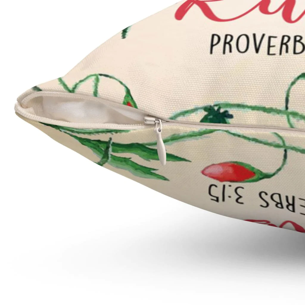 Bible Verse Pillow - Jesus Pillow- Gift For Christian - She Is More Precious Than Rubies Proverbs 3:15 Pillow