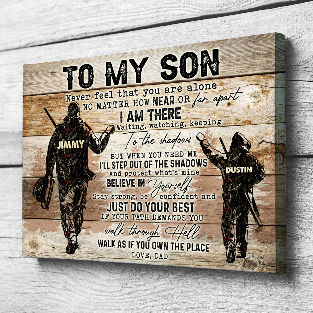 Gift For Son Custom Name Landscape Canvas - Personalized Hunting To My Son Canvas - Gift For Son From Dad