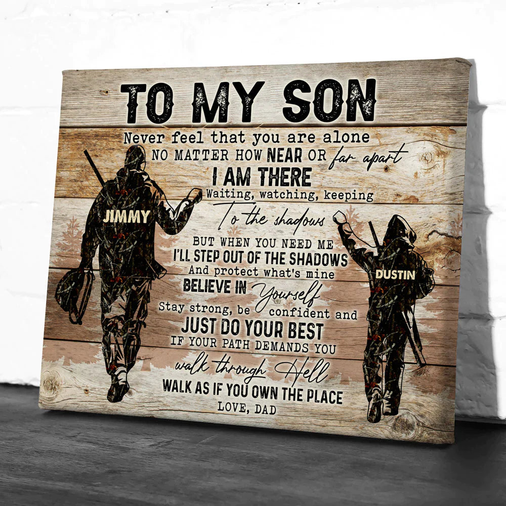 Gift For Son Custom Name Landscape Canvas - Personalized Hunting To My Son Canvas - Gift For Son From Dad