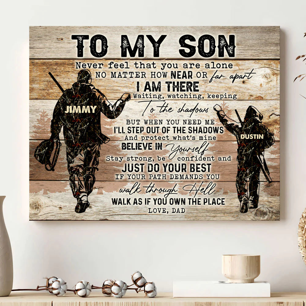 Gift For Son Custom Name Landscape Canvas - Personalized Hunting To My Son Canvas - Gift For Son From Dad
