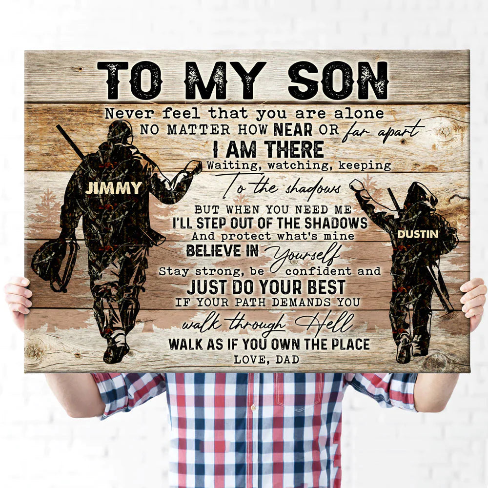 Gift For Son Custom Name Landscape Canvas - Personalized Hunting To My Son Canvas - Gift For Son From Dad