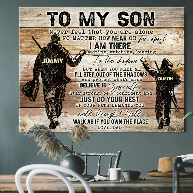 Gift For Son Custom Name Landscape Canvas - Personalized Hunting To My Son Canvas - Gift For Son From Dad