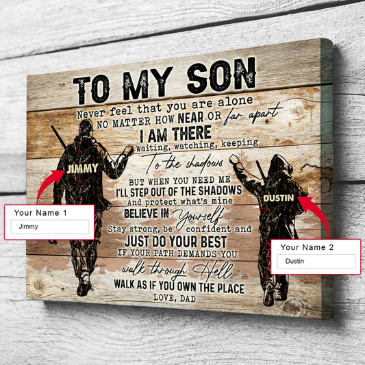 Gift For Son Custom Name Landscape Canvas - Personalized Hunting To My Son Canvas - Gift For Son From Dad