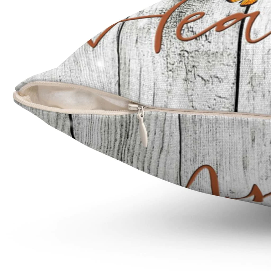 Bible Verse Pillow - Jesus Pillow - Heart Shape, Cross Symbol, Orange Butterfly - Gift For Christian- Start Each Day With A Grateful Heart Christian Pillow