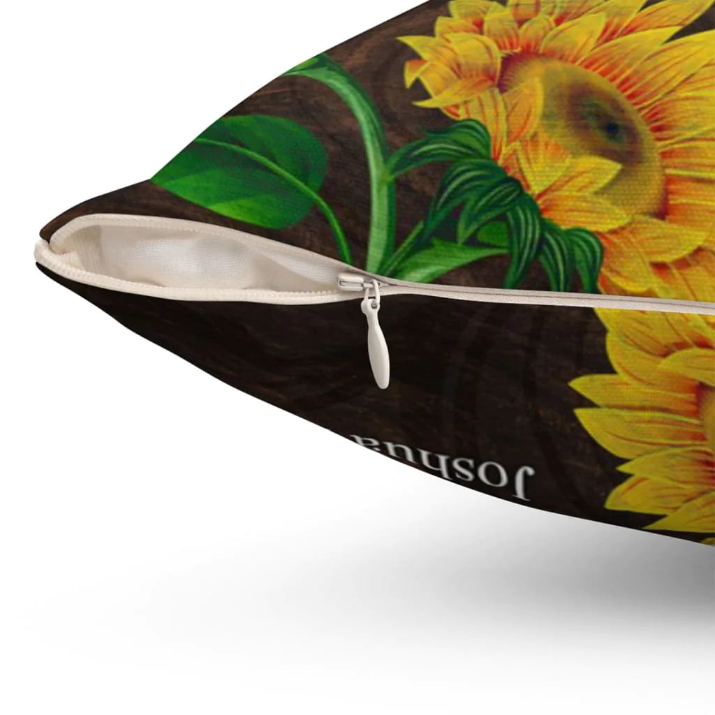 Jesus Pillow - Sunflower Pillow - Gift For Christian - As for me and my house Joshua 24:15 Throw Pillow