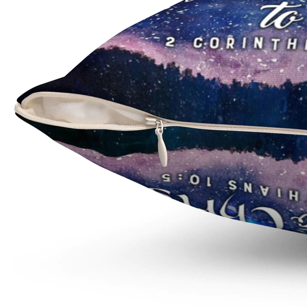 Bible Verse Pillow - Jesus Pillow - Galaxy Sky Pillow - Gift For Christian - Take captive every thought 2 Corinthians 10:5 Throw Pillow