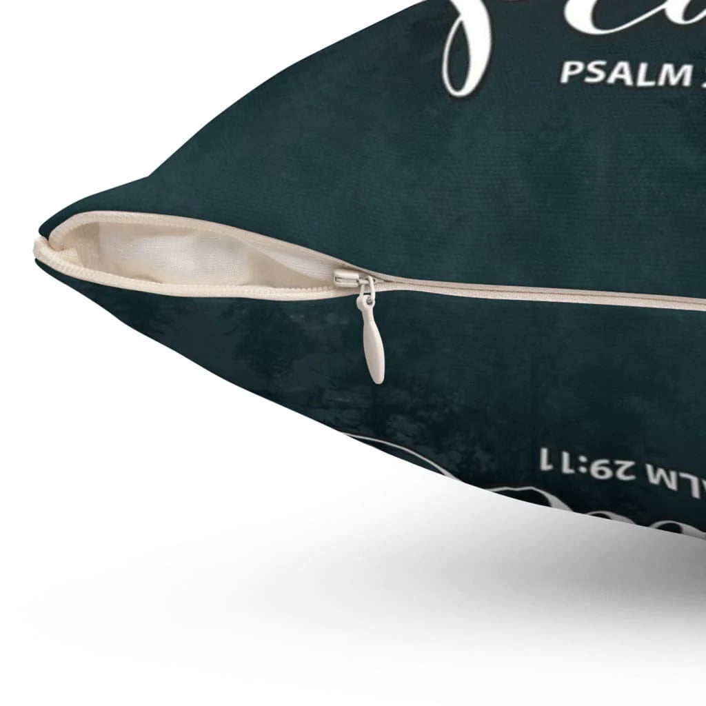 Bible Verse Pillow - Jesus Pillow - Mountain, Forest Pillow - Gift For Christian - The Lord blesses his people with peace Psalm 29:11 Pillow