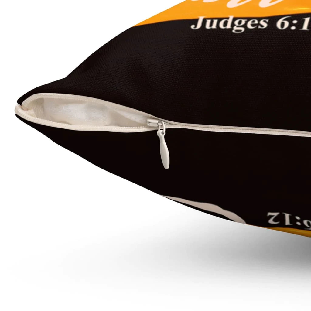 Bible Verse Pillow - Jesus Pillow - Sunset, Cross Pillow - Gift For Christian - The Lord is with you mighty warrior Judges 6:12 Pillow
