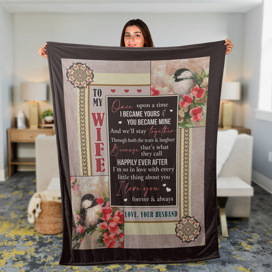 Couple Blanket, To My Wife Blanket, Valentine's Day Gift, Gifts For Wife From Husband, Black-capped Chickadee Blanket - I Love You Forever And Always