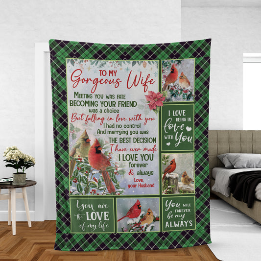 Couple Blanket, To My Wife Blanket, Valentine's Day Gift, Gifts For Wife From Husband, Cardinal Couple Blanket - Marrying You Was The Best Decision