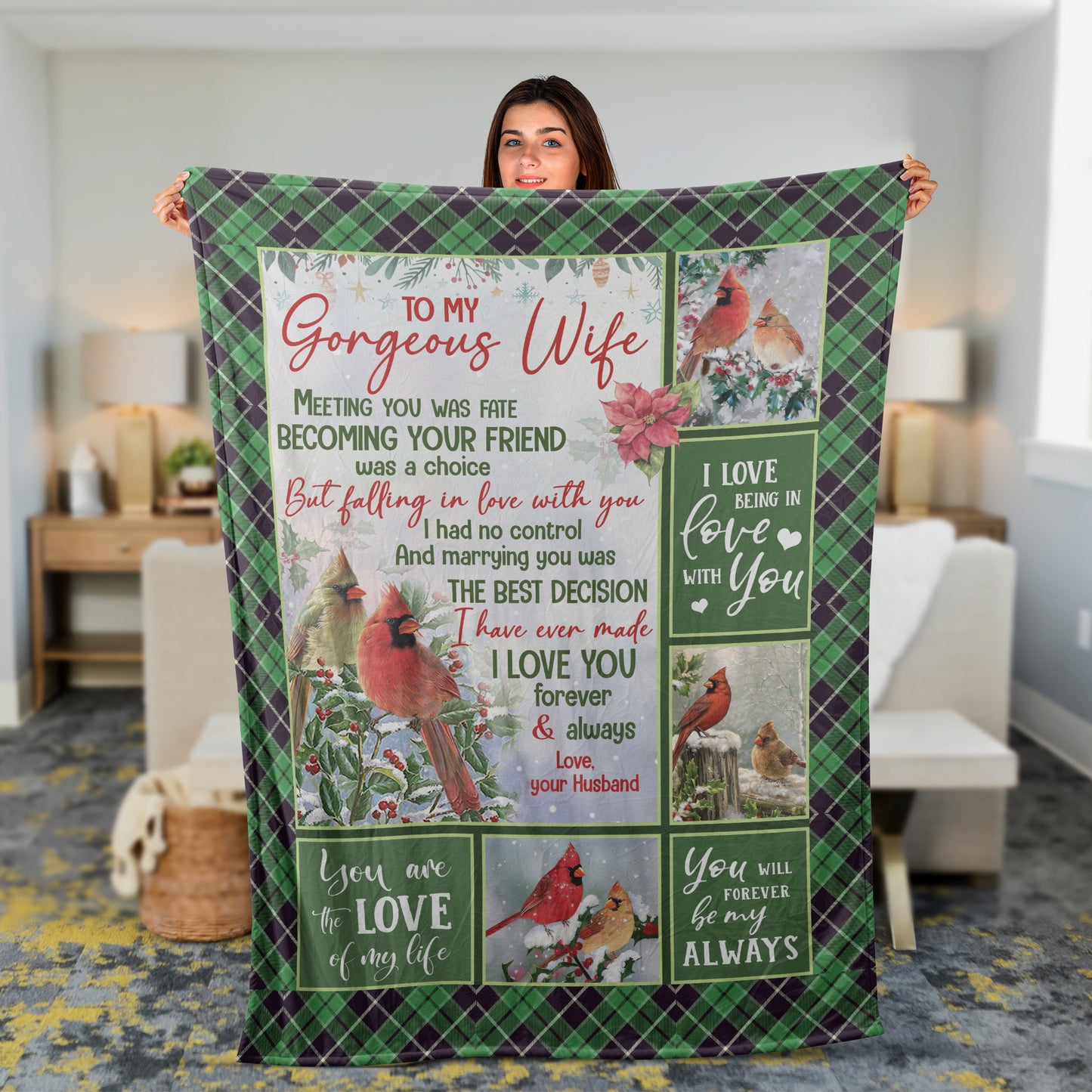 Couple Blanket, To My Wife Blanket, Valentine's Day Gift, Gifts For Wife From Husband, Cardinal Couple Blanket - Marrying You Was The Best Decision