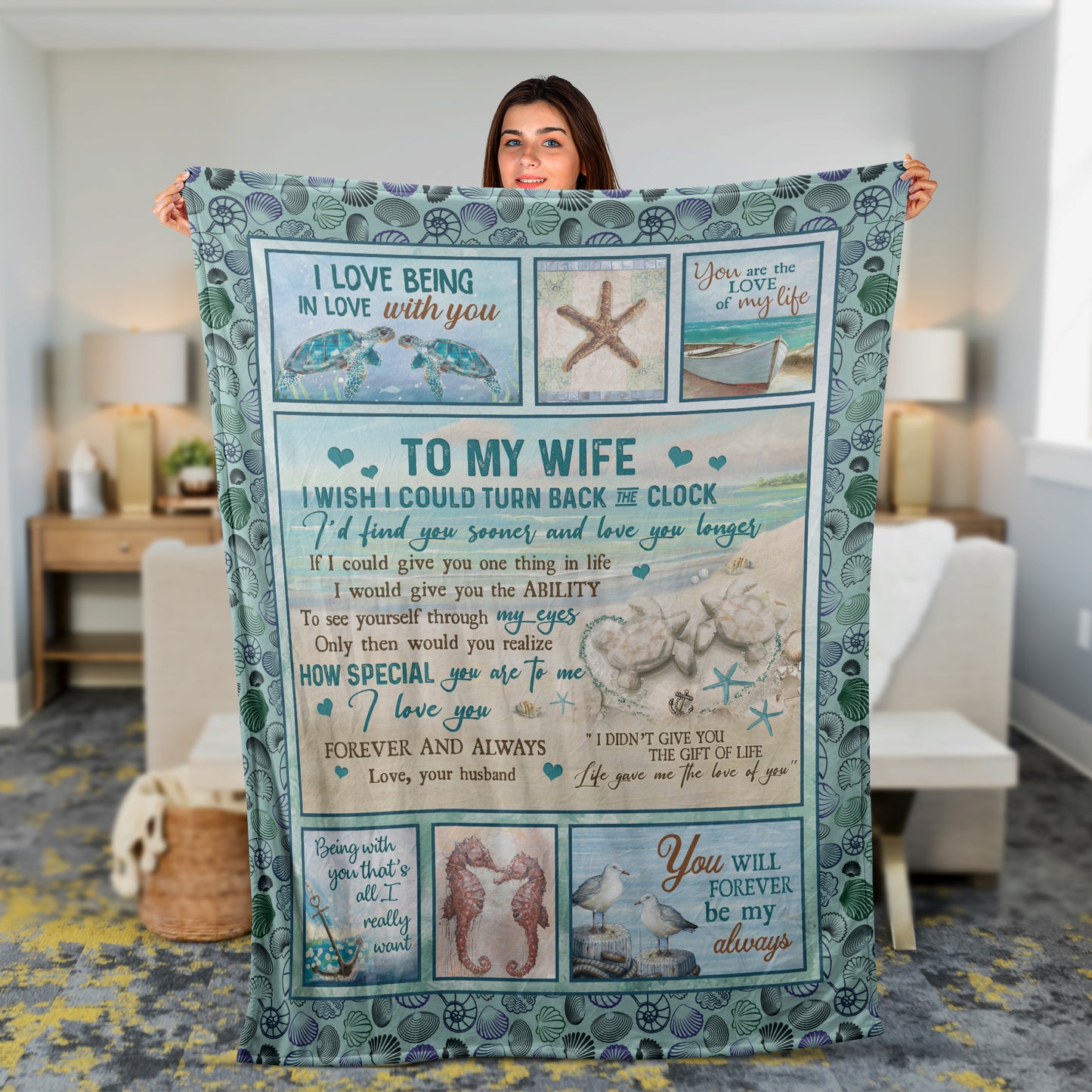 Couple Blanket, To My Wife Blanket, Valentine's Day Gift, Gifts For Wife From Husband, Sand Turtle Blanket - Life Gave Me The Love Of You