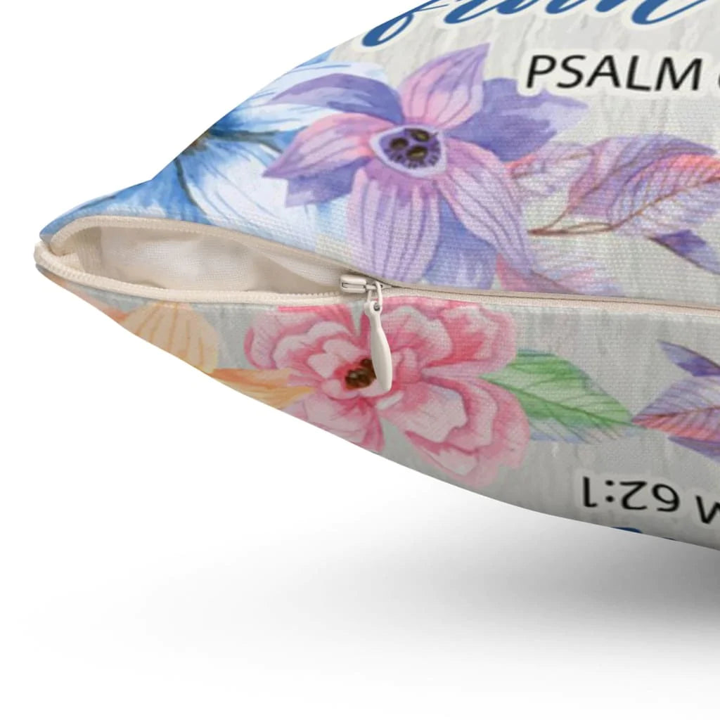 Bible Verse Pillow - Jesus Pillow - Wreath Pillow - Gift For Christian - Truly my soul finds rest in God Psalm 62:1 pillow