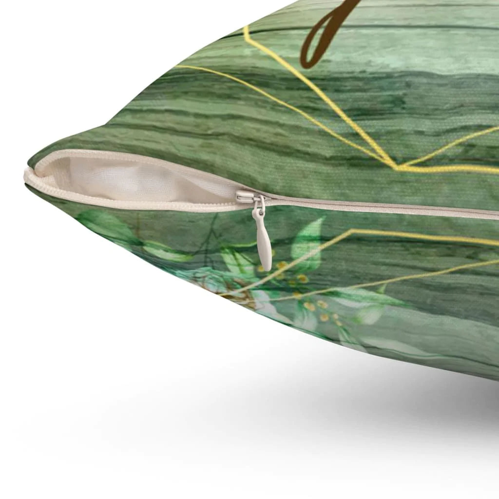 Jesus Pillow - Green Flower Pillow - Gift For Christian - Tune my heart to sing Thy grace pillow