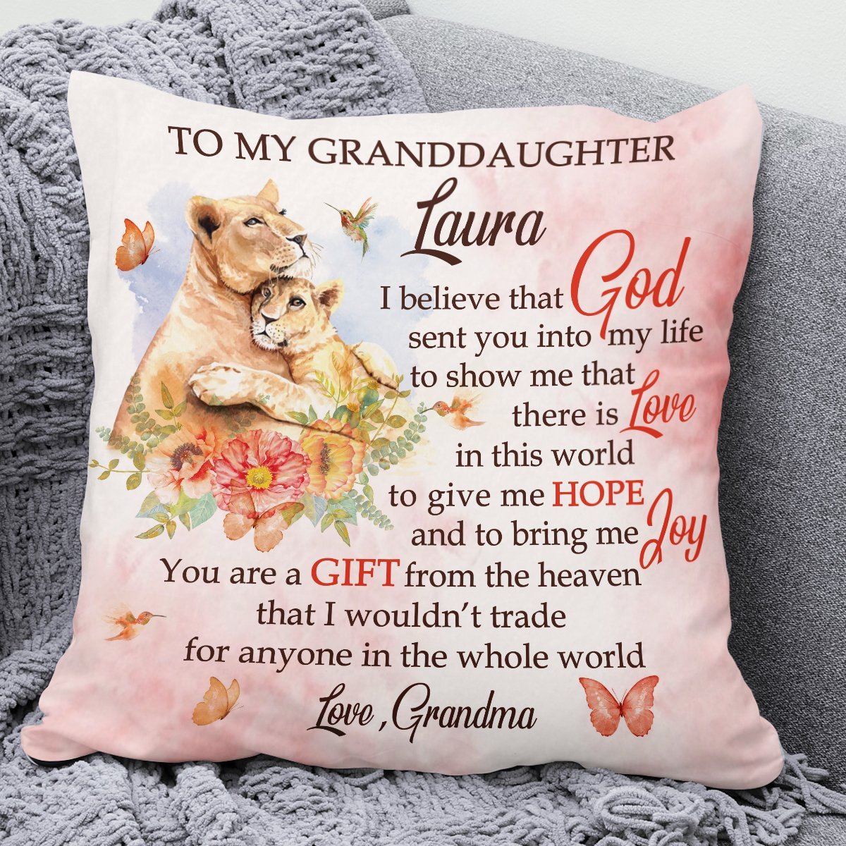 Bible Verse Pillow - Scripture Pillow - God Pillow - You Are A Gift From The Heaven - Cute Personalized Throw Pillow For Granddaughter