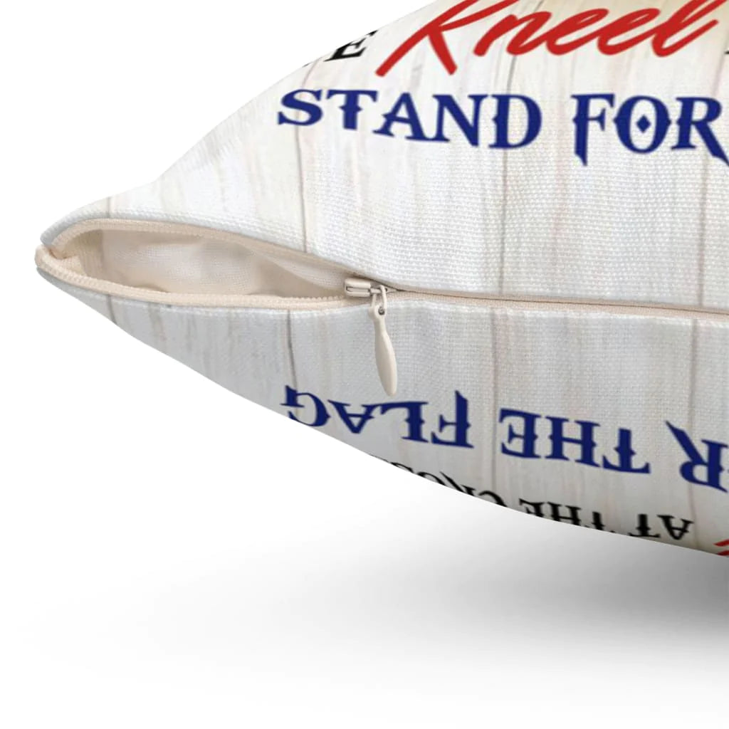 Jesus Pillow - Hummingbird, Wreath, American Flag Pillow - Gift For Christian - We kneel at the cross and stand for the flag Christian pillow