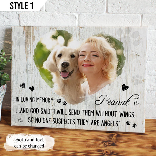 Dog Cat Landscape Canvas - Personalized Dog Cat Memorial Canvas - Custom Gift For Dog Cat Lovers - And God Said I Will Send Them Without Wings