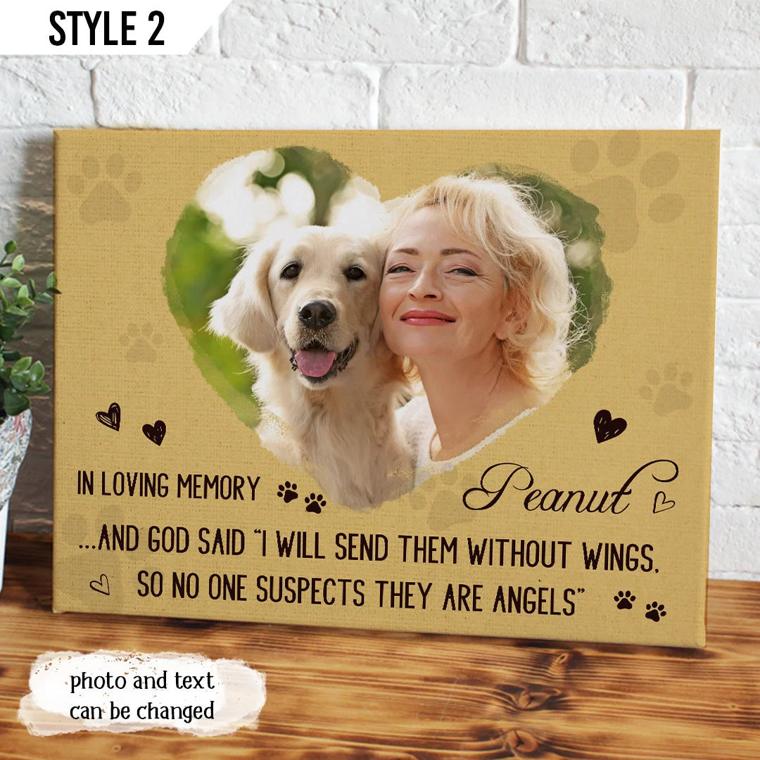 Dog Cat Landscape Canvas - Personalized Dog Cat Memorial Canvas - Custom Gift For Dog Cat Lovers - And God Said I Will Send Them Without Wings