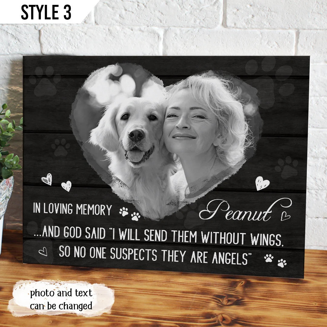 Dog Cat Landscape Canvas - Personalized Dog Cat Memorial Canvas - Custom Gift For Dog Cat Lovers - And God Said I Will Send Them Without Wings