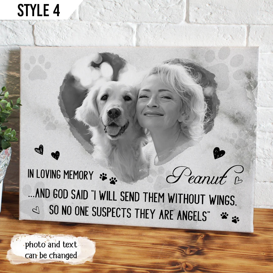 Dog Cat Landscape Canvas - Personalized Dog Cat Memorial Canvas - Custom Gift For Dog Cat Lovers - And God Said I Will Send Them Without Wings
