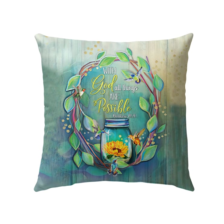 Christian Throw Pillow, Faith Pillow, Jesus Pillow, Inspirational Pillow - With God All Things Are Possible